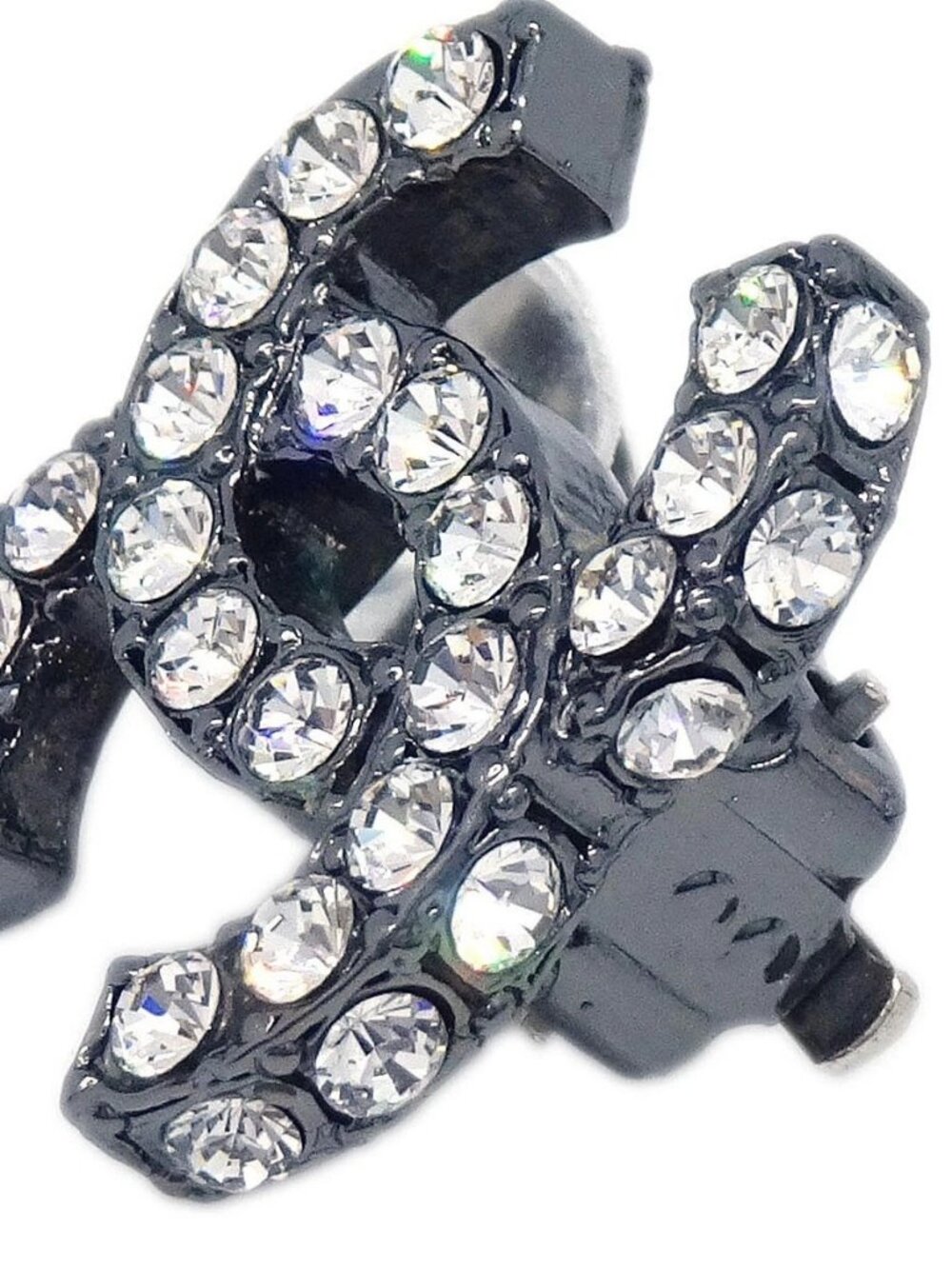 Chanel CC Silver Rhinestone Clip-On Earrings 03A 136262 - Picture 2 of 8
